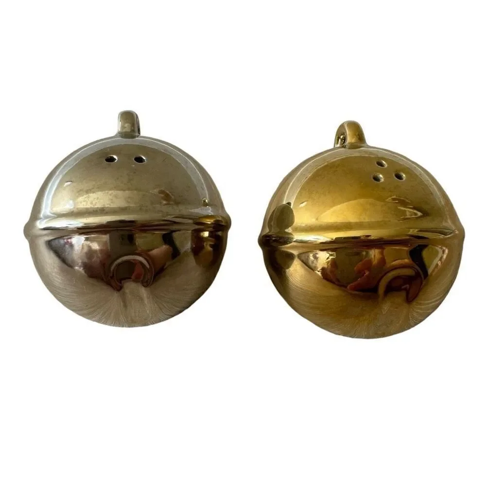 Christmas Ornament Santa Bells Ball Shaped Salt and Pepper Shakers